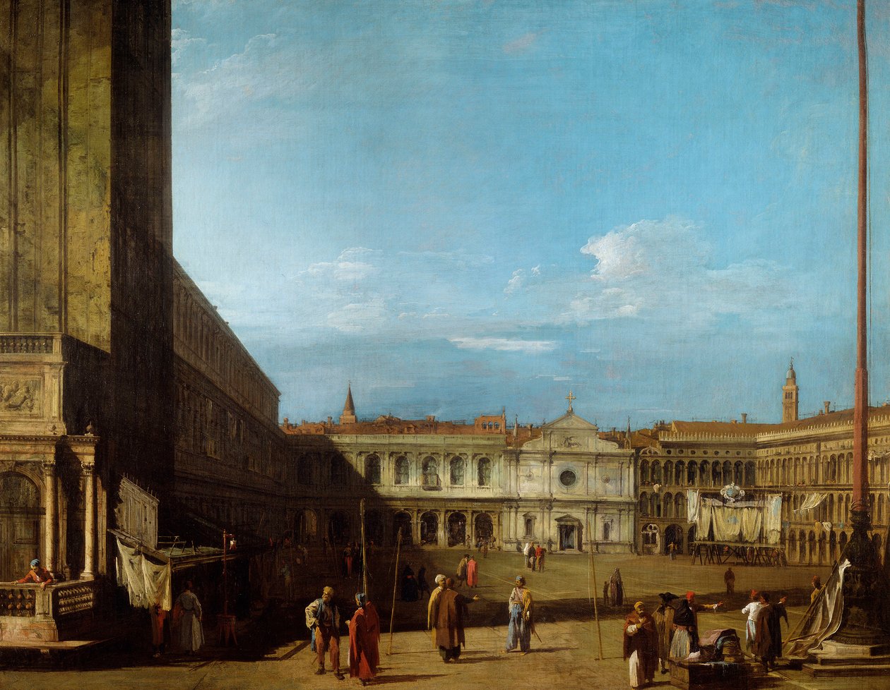 Piazza San Marco patrząc na zachód w kierunku San Geminiano autorstwa Canaletto