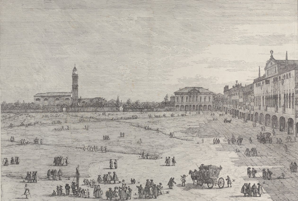 Prà della Valle: prawa połowa placu Prà della Valle w Padwie, z kol…, 1735-46. autorstwa Canaletto