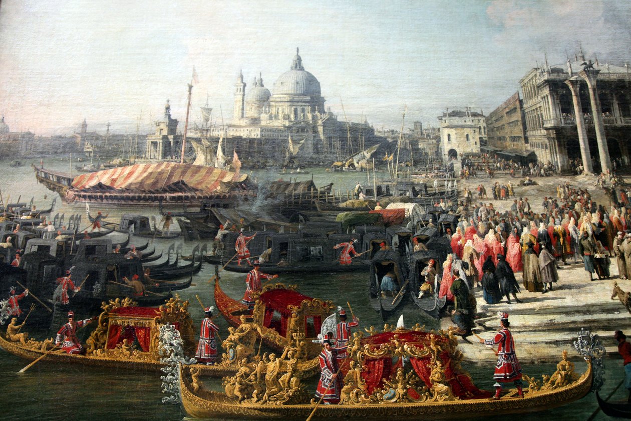 „Przyjęcie ambasadora Francji w Wenecji”, 1726-1727 autorstwa Canaletto
