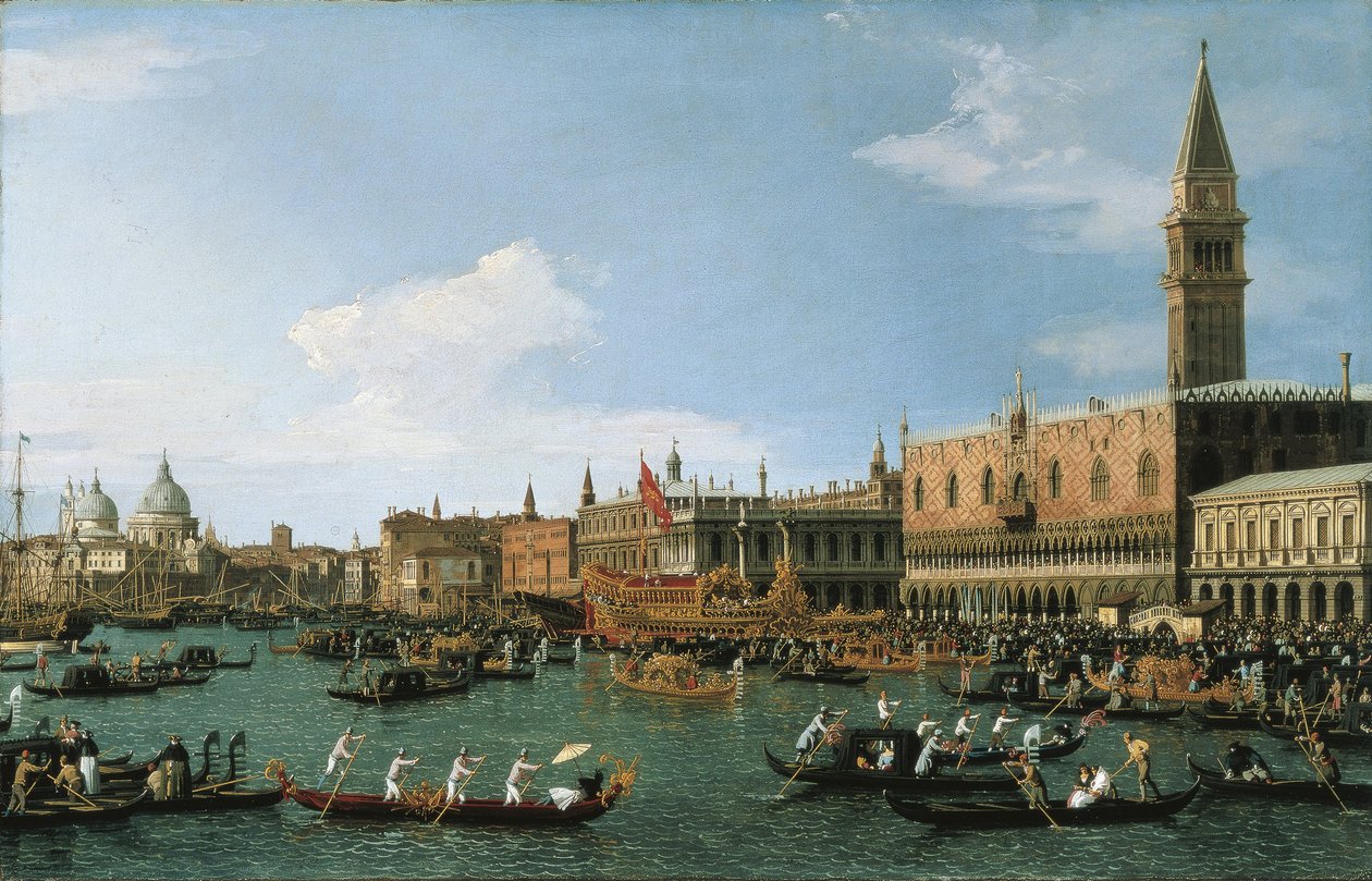 Powrót Il Bucintoro w Dzień Wniebowstąpienia, 1745-1750 autorstwa Giovanni Antonio Canal