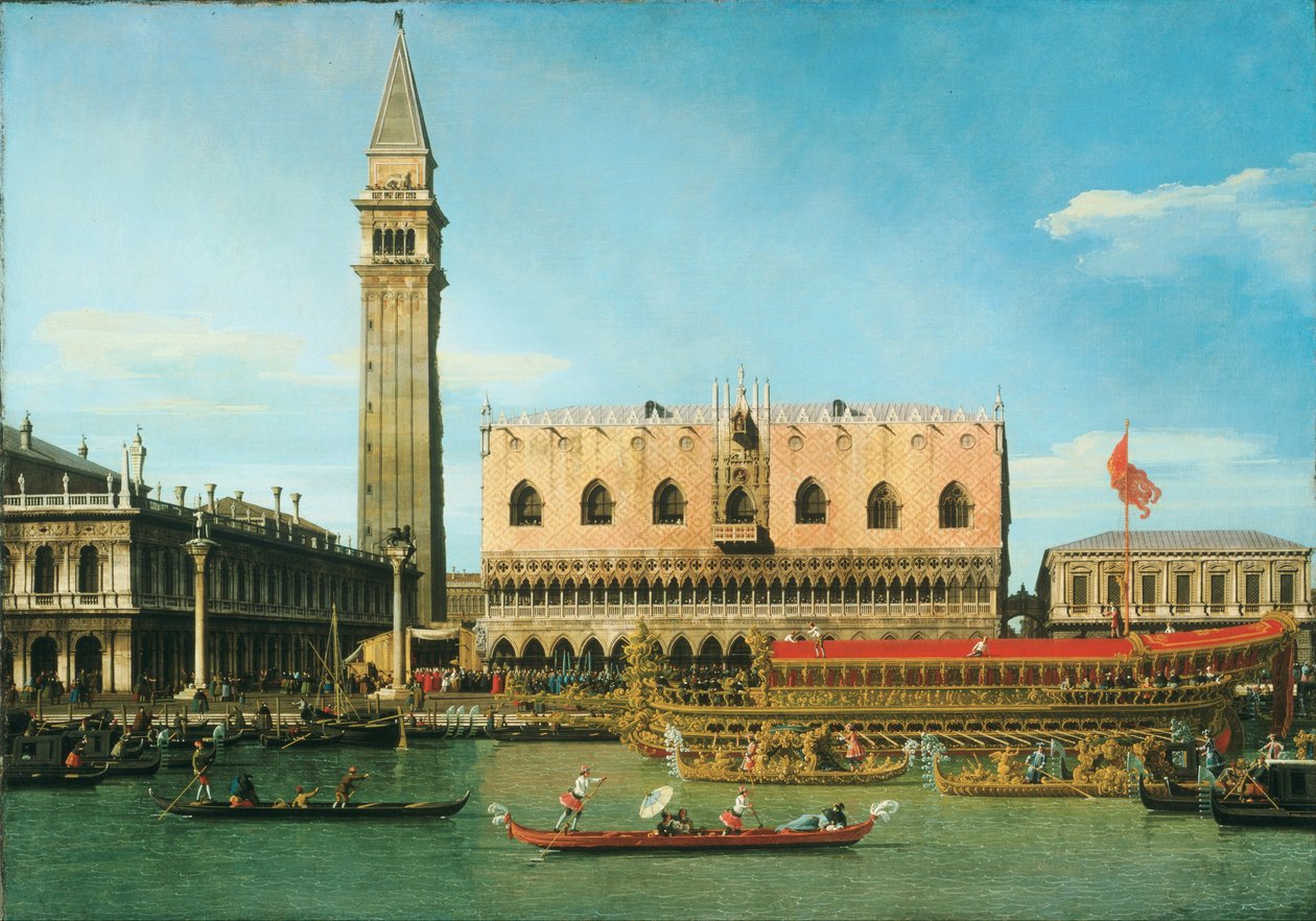 Bucintoro w Molo w dniu Wniebowstąpienia Pańskiego autorstwa Canaletto