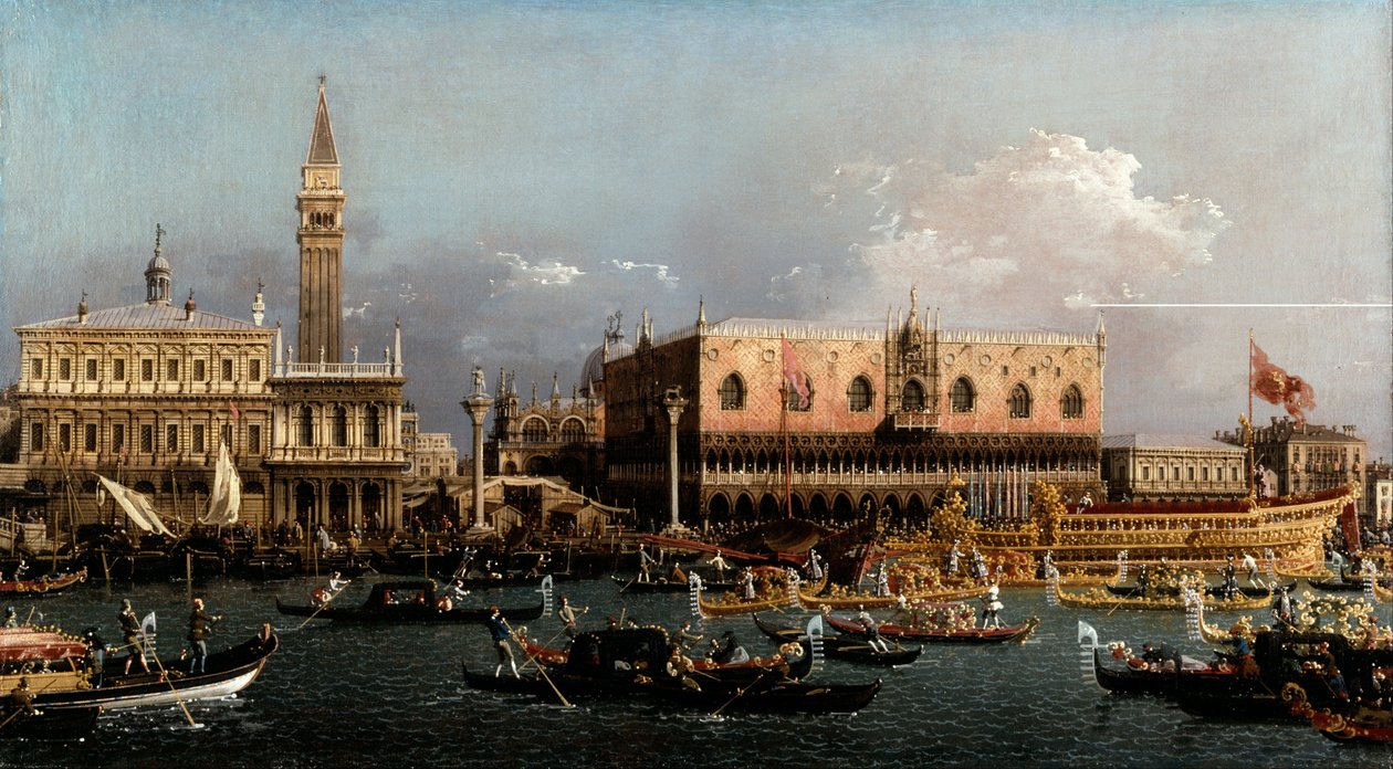 Bucintoro w Molo w Dzień Wniebowstąpienia autorstwa Canaletto