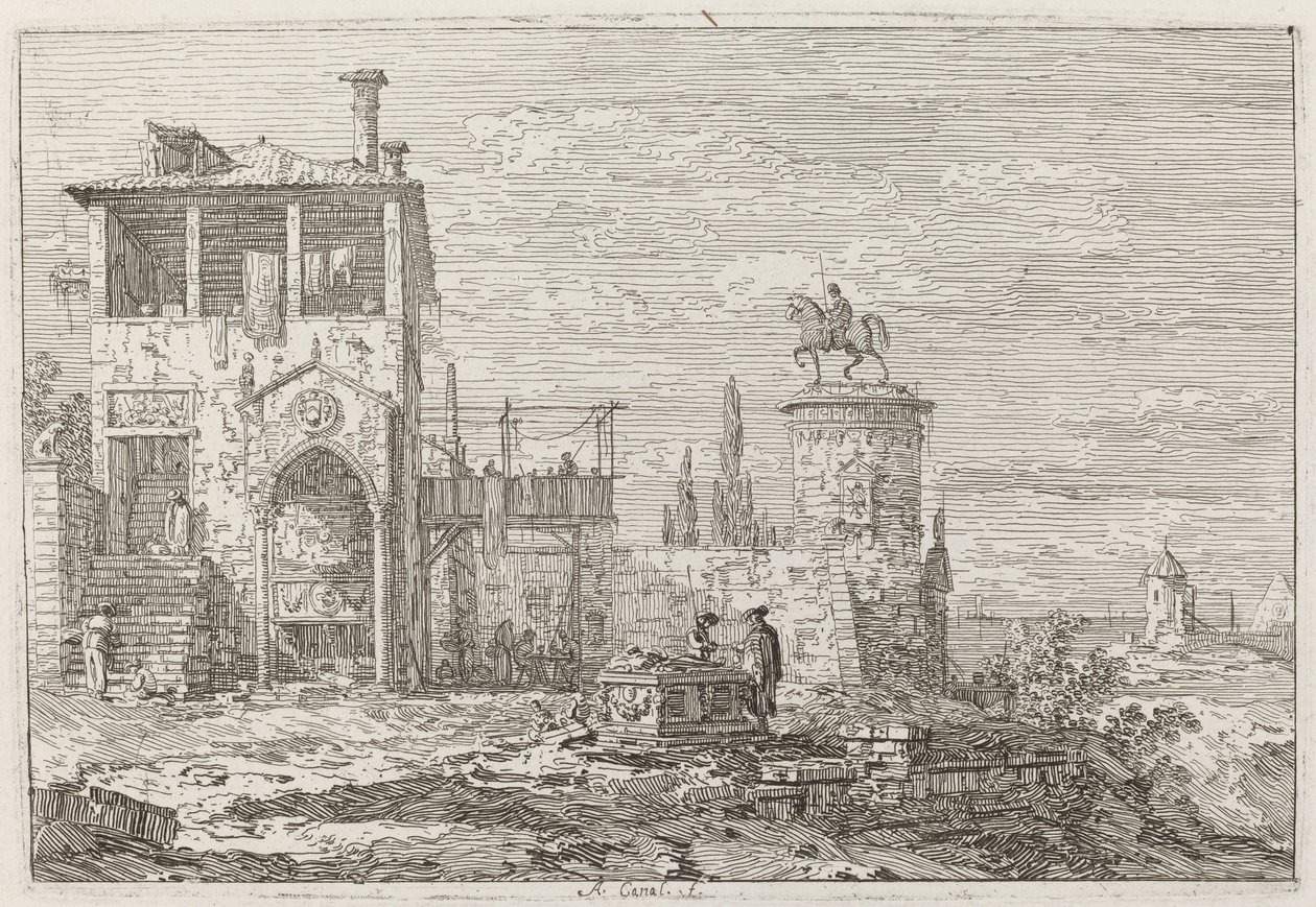 Pomnik konny [u góry po prawej] autorstwa Canaletto