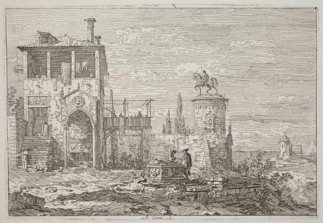 Pomnik konny [u góry po prawej] autorstwa Canaletto