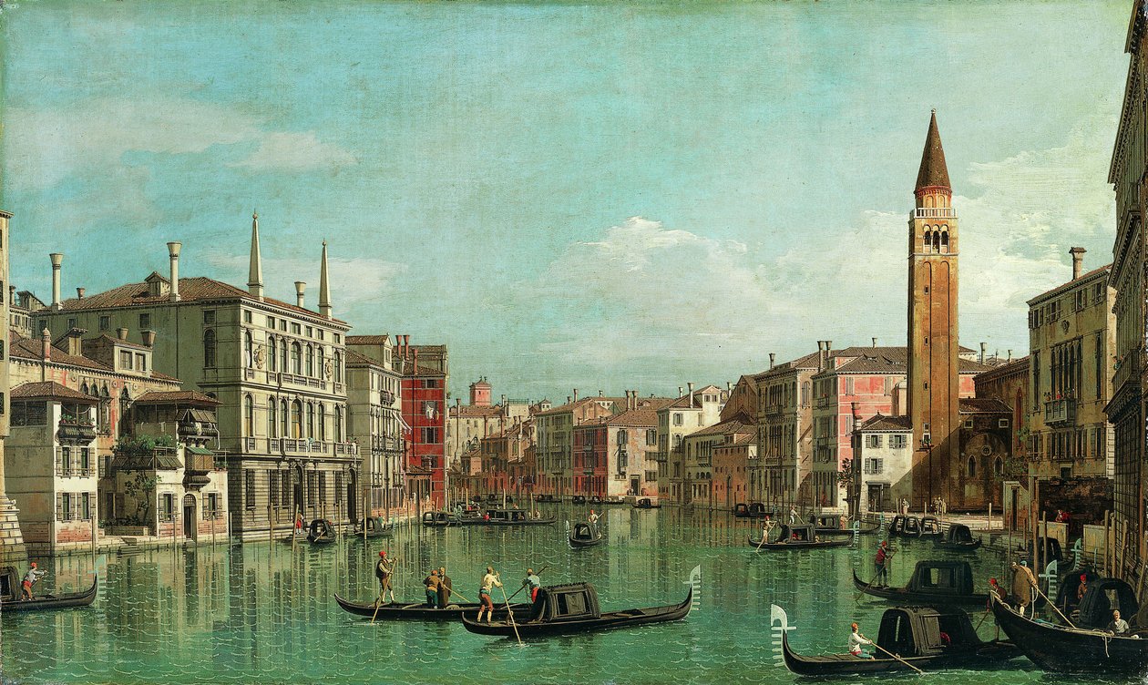 Canal Grande, Wenecja, patrząc na południowy wschód, z Campo della Carità po prawej stronie, lata 30. XVIII wieku. autorstwa Giovanni Antonio Canal