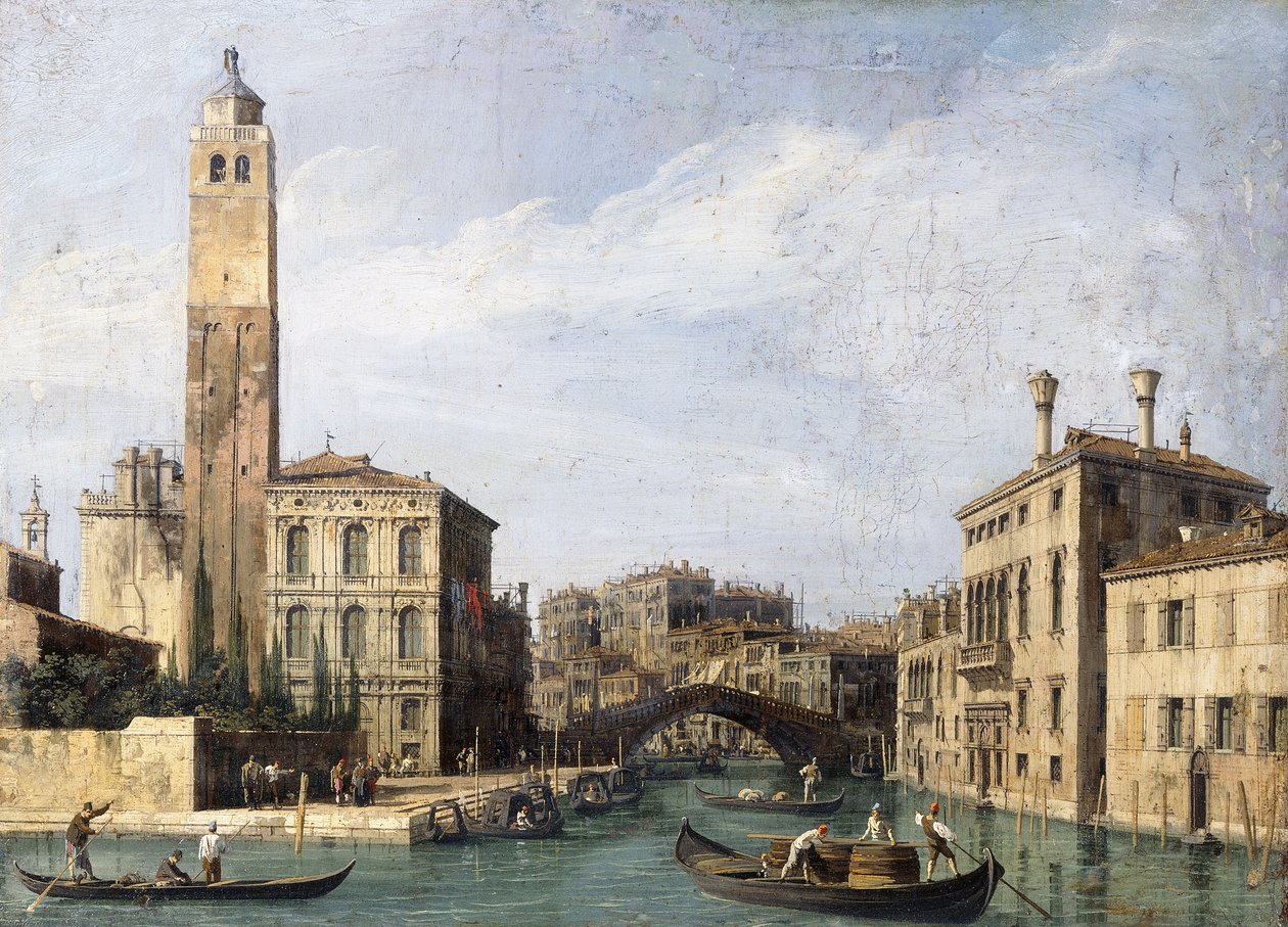 Canal Grande z San Geremia, Palazzo Labia i wejściem do Cannaregio, c.1726-1730 autorstwa Giovanni Antonio Canal