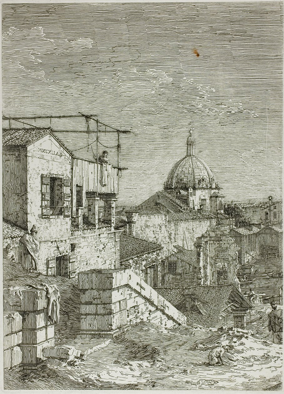 Dom z Inskrypcją i Dom z Perystylem, z wedut autorstwa Canaletto
