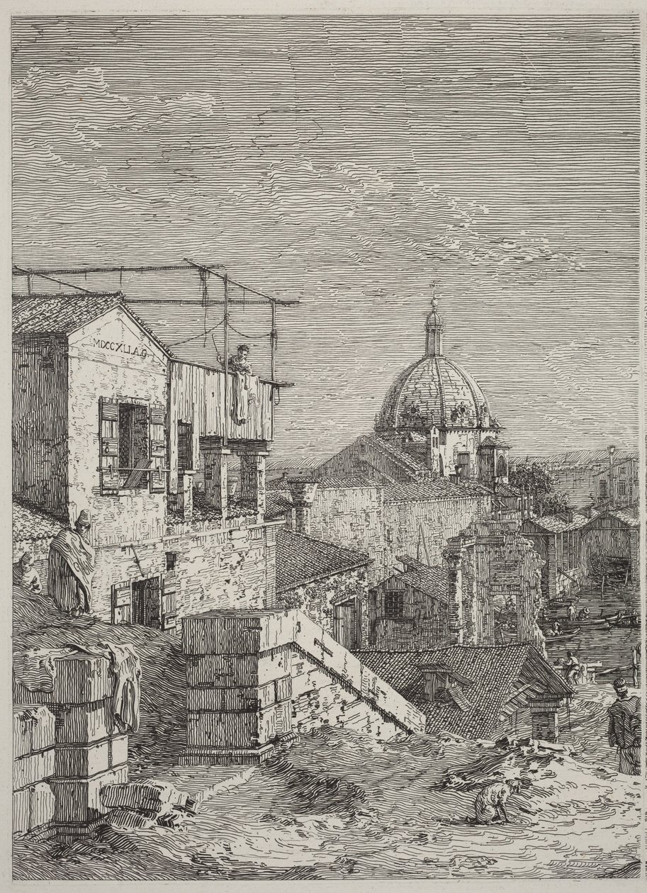 Dom z inskrypcją [po lewej] autorstwa Canaletto
