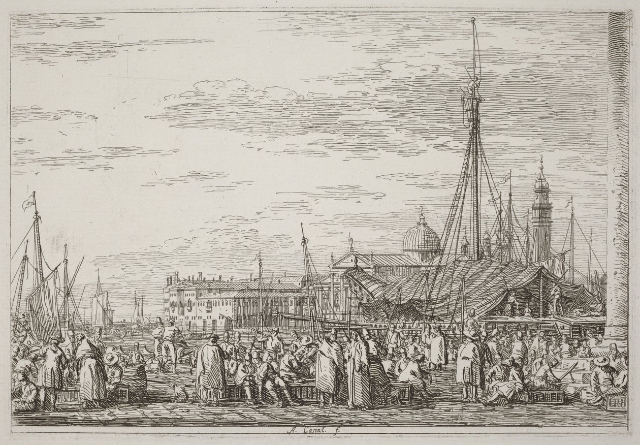 Targ na Molo [u góry po lewej] autorstwa Canaletto