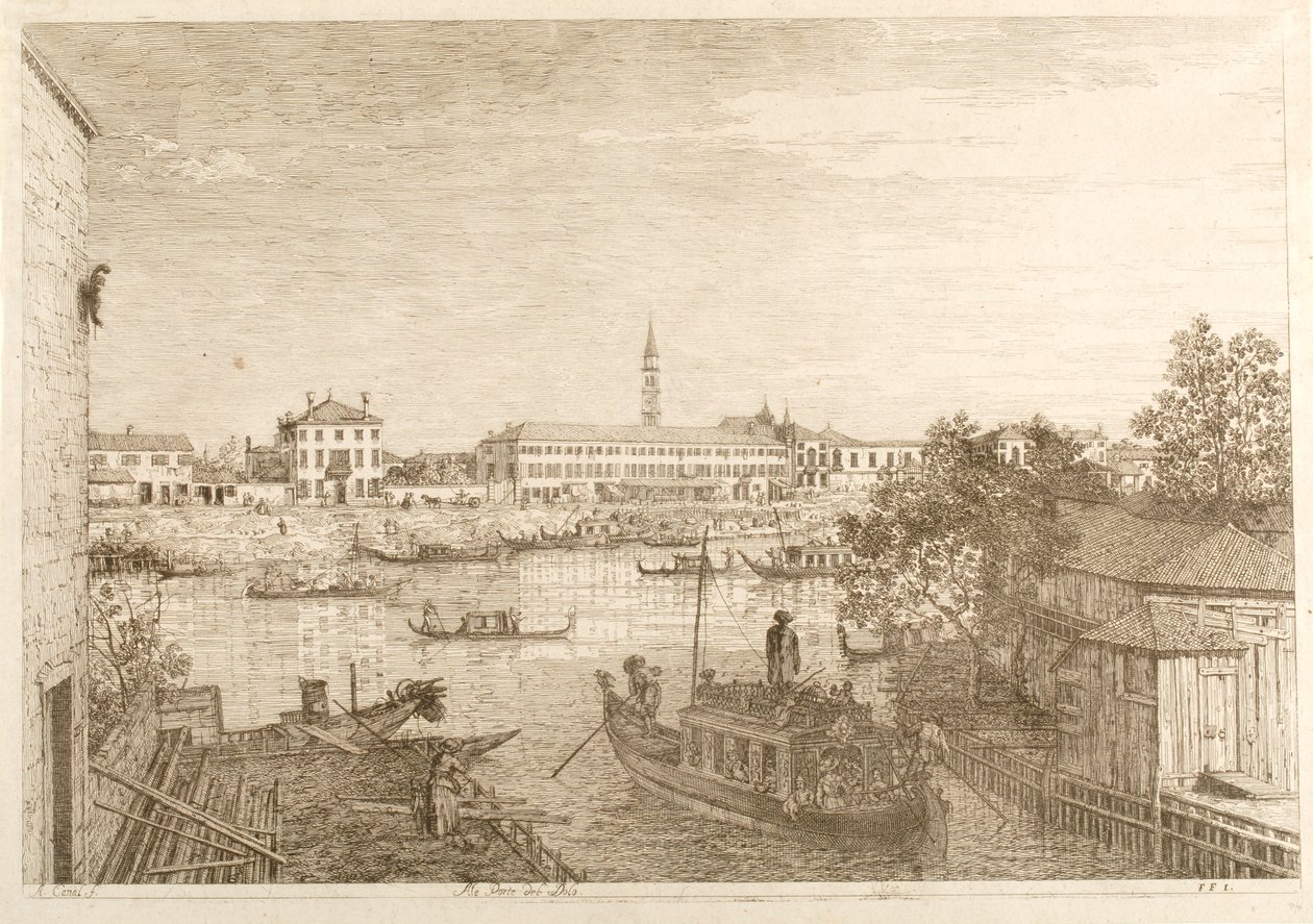 Port w Dolo, z serii „Widoki” autorstwa Canaletto