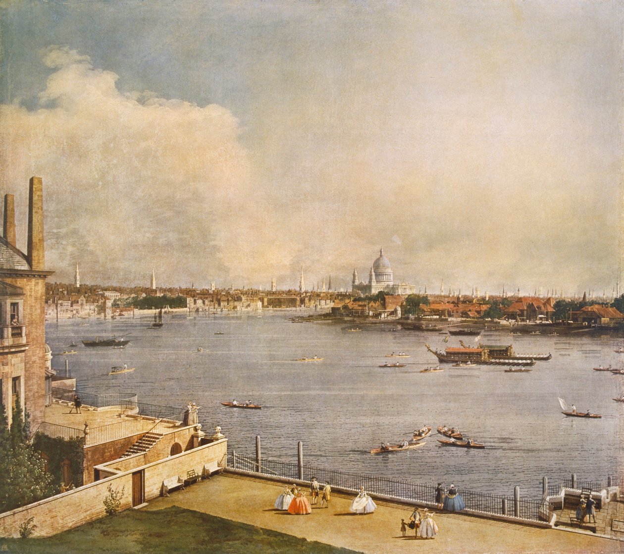 Tamiza i City of London z Richmond House, Whitehall, Westminster, c1747 autorstwa Canaletto