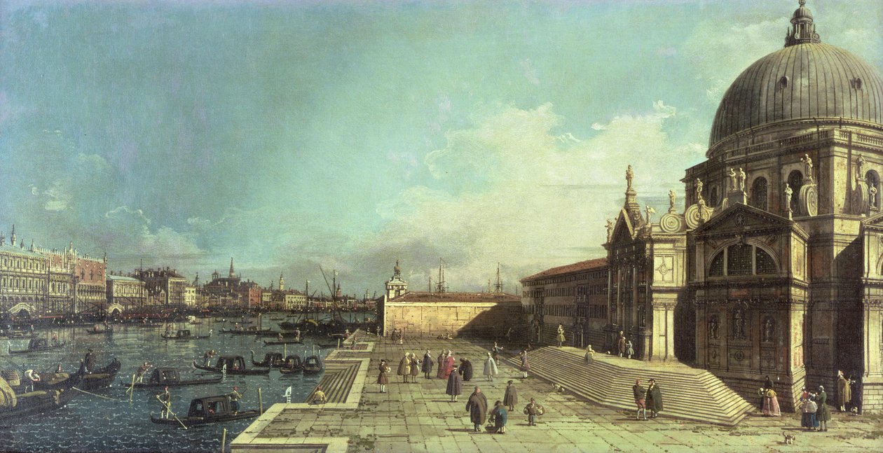 Wejście na Canal Grande, Wenecja z kościołem Santa Maria della Salute autorstwa Giovanni Antonio Canal