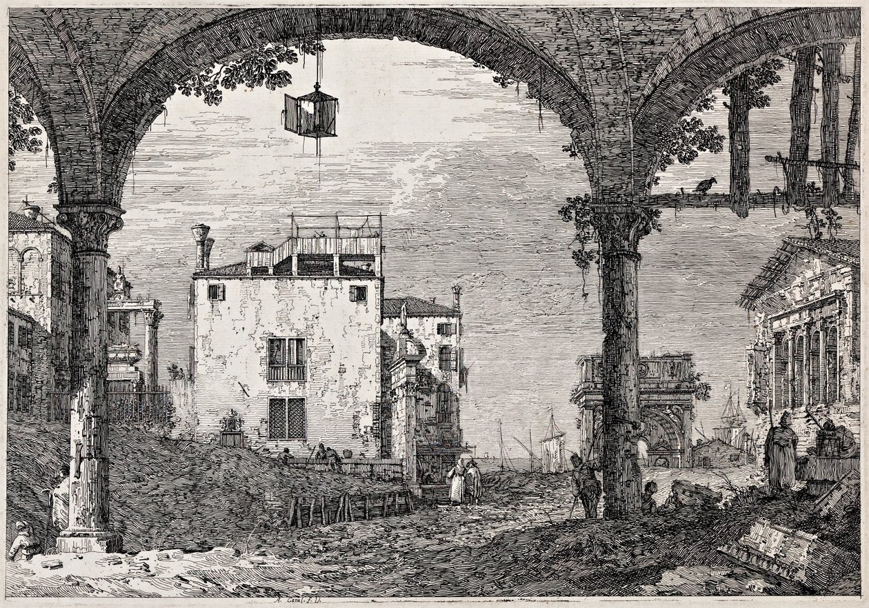 Portyk z latarnią
z cyklu „Vedute” (Widoki) autorstwa Canaletto