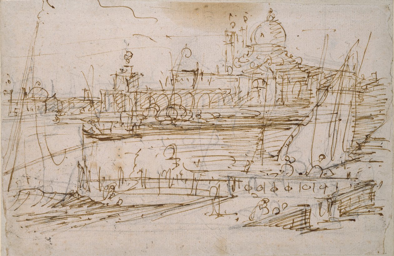 Wenecja: Dogana i S. Maria della Salute z Molo di Terranova, połowa XVIII wieku autorstwa Canaletto