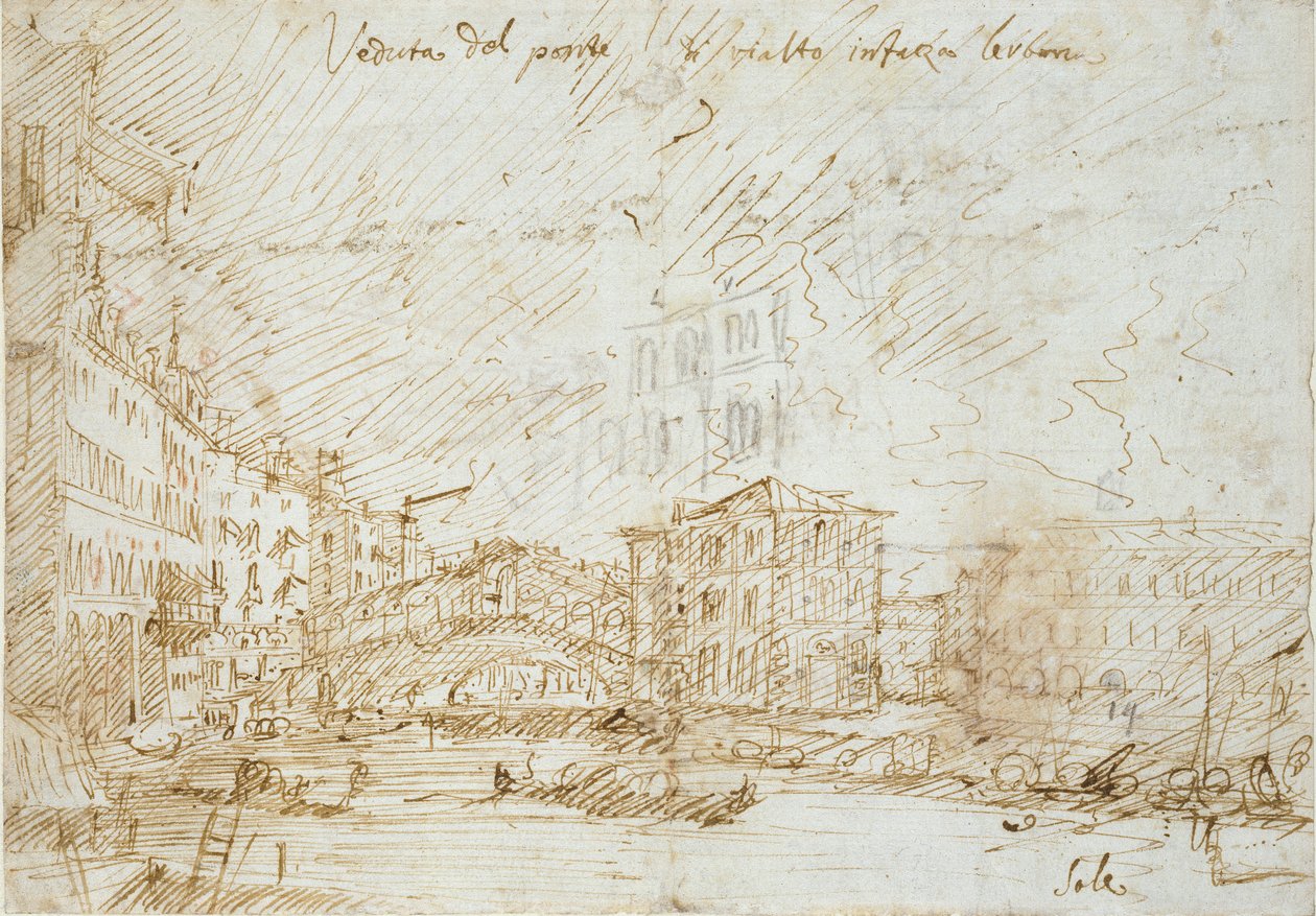 Wenecja: Ponte di Rialto, połowa XVIII wieku autorstwa Canaletto