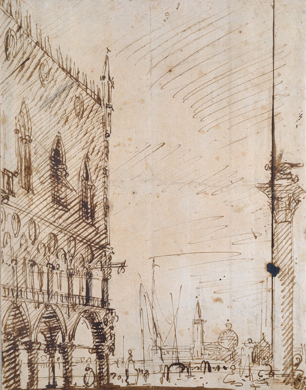 Wenecja: południowo-zachodni kąt Pałacu Dożów, początek XVIII wieku autorstwa Canaletto