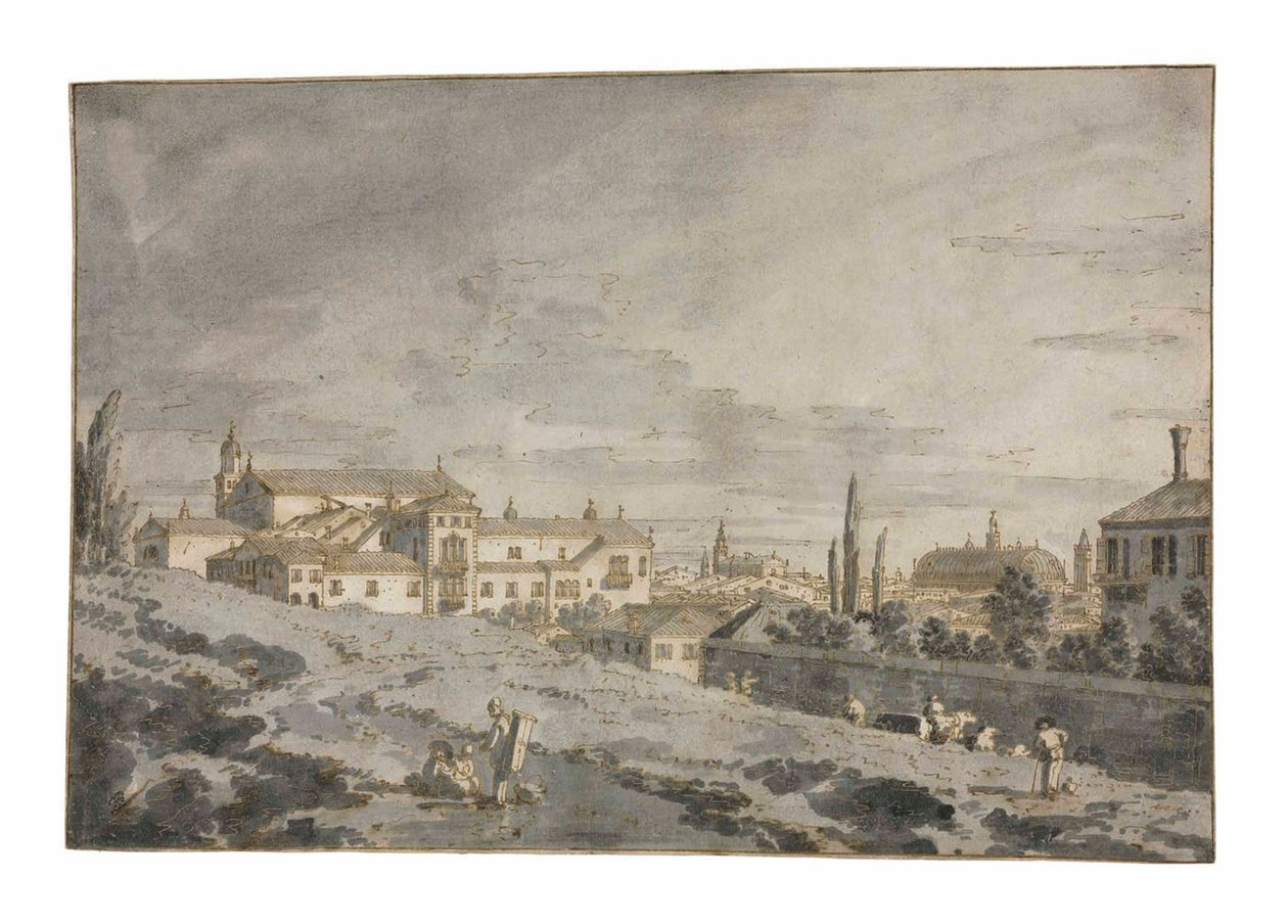 Widok Padwy spoza murów miejskich z kościołem San Francesco autorstwa Giovanni Antonio Canal