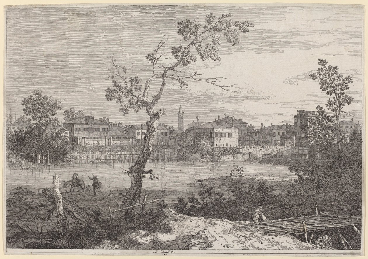 Widok miasta nad brzegiem rzeki, ok. godz. 17351746. autorstwa Canaletto