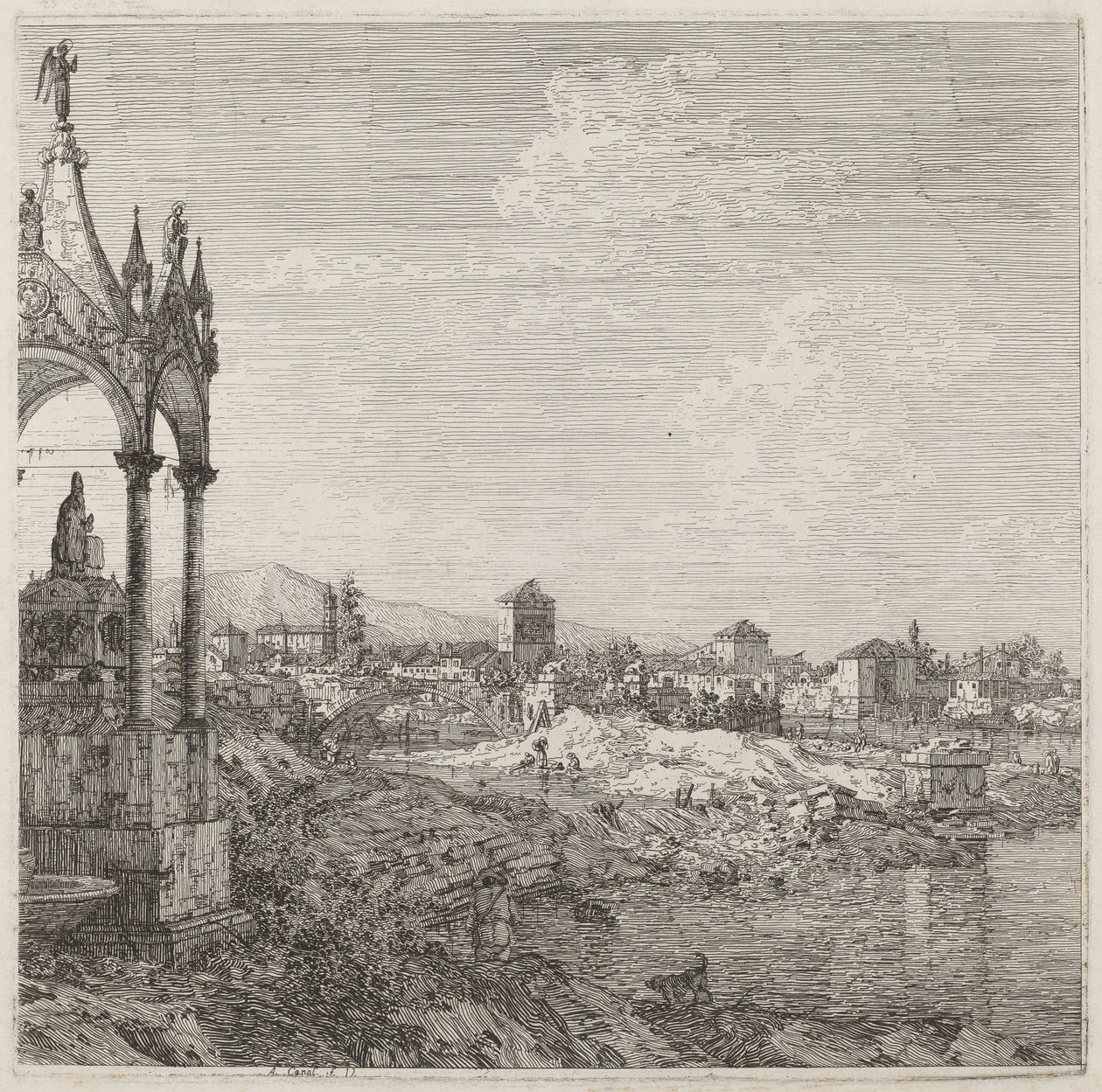 Widok miasta z grobowcem biskupim autorstwa Canaletto
