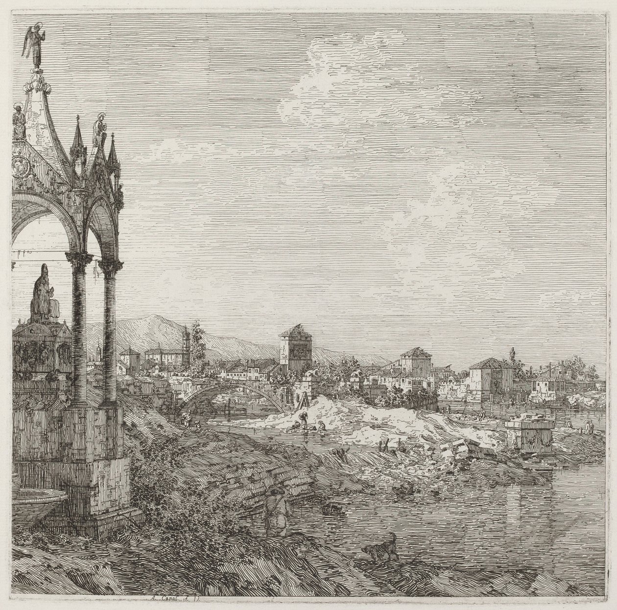 Widok miasta z Grobem Biskupim, ok. 1930 r. 17351746. autorstwa Canaletto