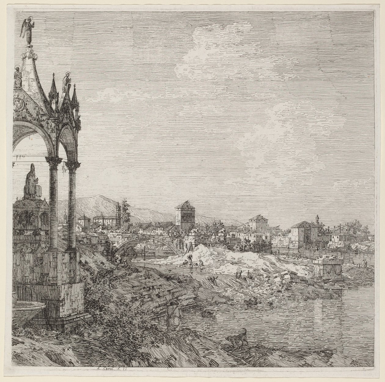 Widok miasta z Grobem Biskupim, ok. 1930 r. 1740. autorstwa Canaletto