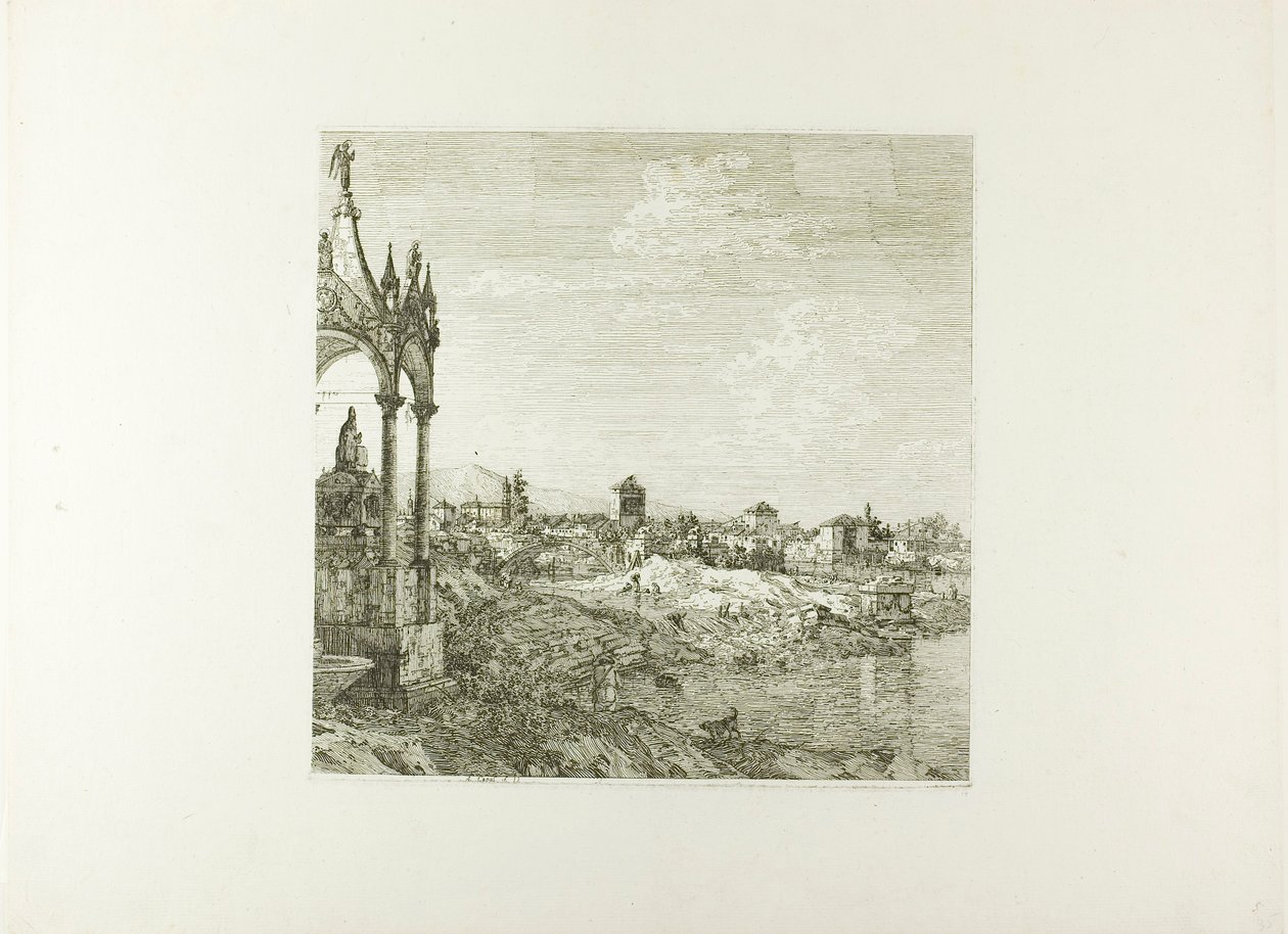 Widok miasta z grobowcem biskupa, z Vedute autorstwa Canaletto