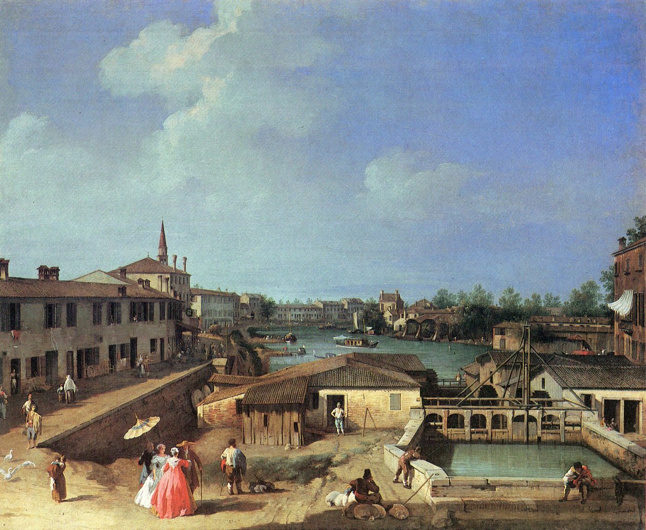 Widok na młyny Dolo na rzece Brenta autorstwa Canaletto