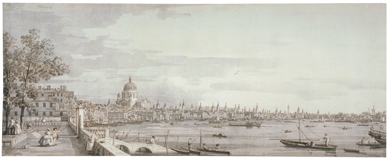 Widok na Tamizę, Londyn, ok. 1750 autorstwa Canaletto