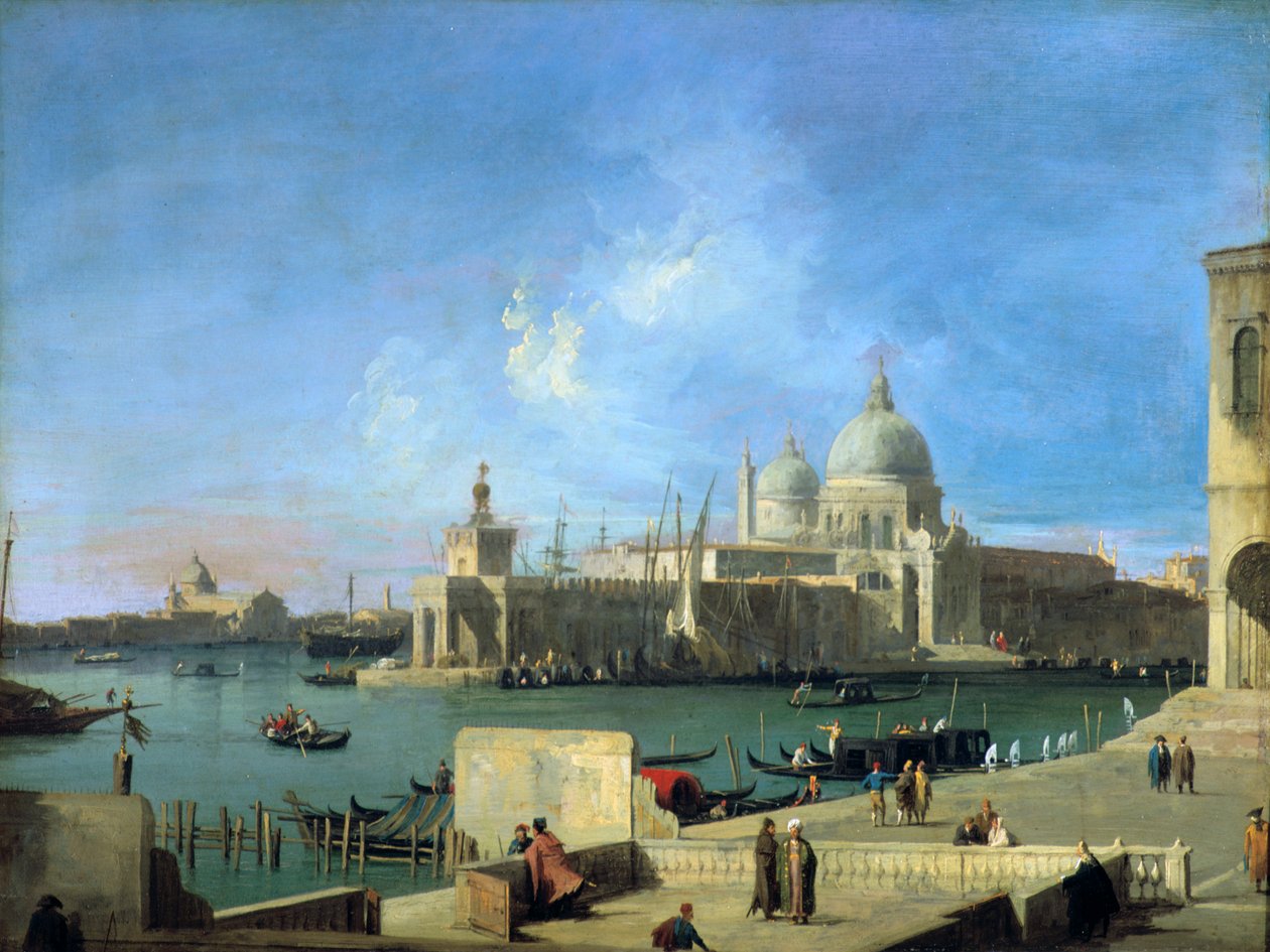 Widok Saluty od wejścia na Canal Grande, Wenecja, c1727-1728 autorstwa Giovanni Antonio Canal
