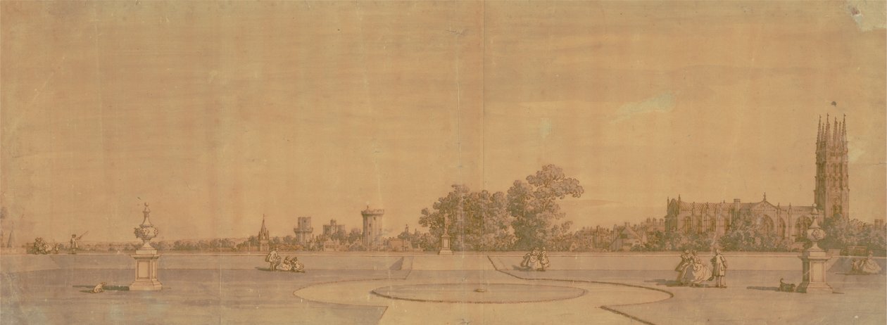 Warwick: Miasto i zamek z Priory Gardens autorstwa Canaletto