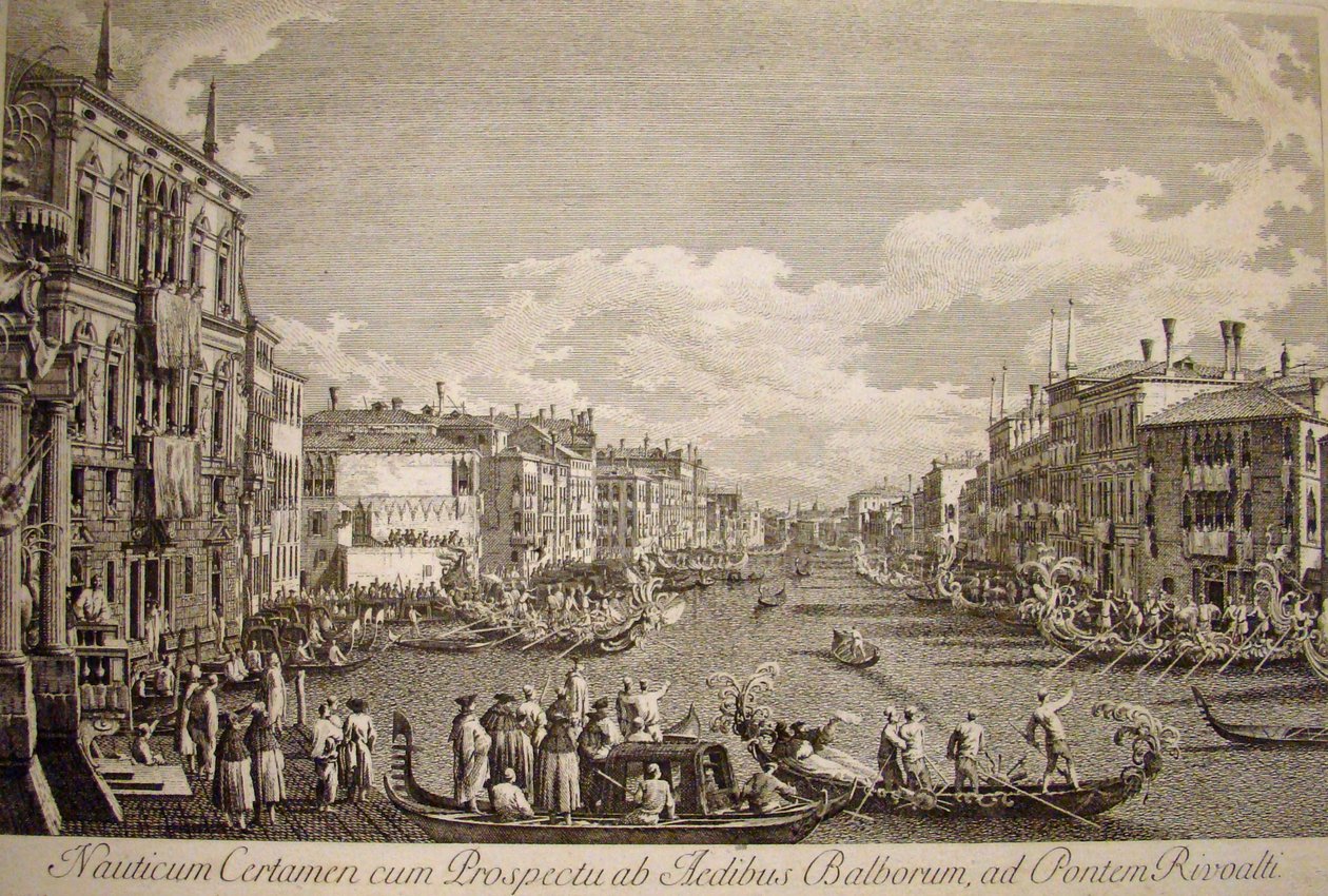 Festiwal wodny na Wielkim Kanale w Wenecji. Palazzo Balbi, zbudowany w XVI wieku, na lewym pierwszym planie. autorstwa Canaletto