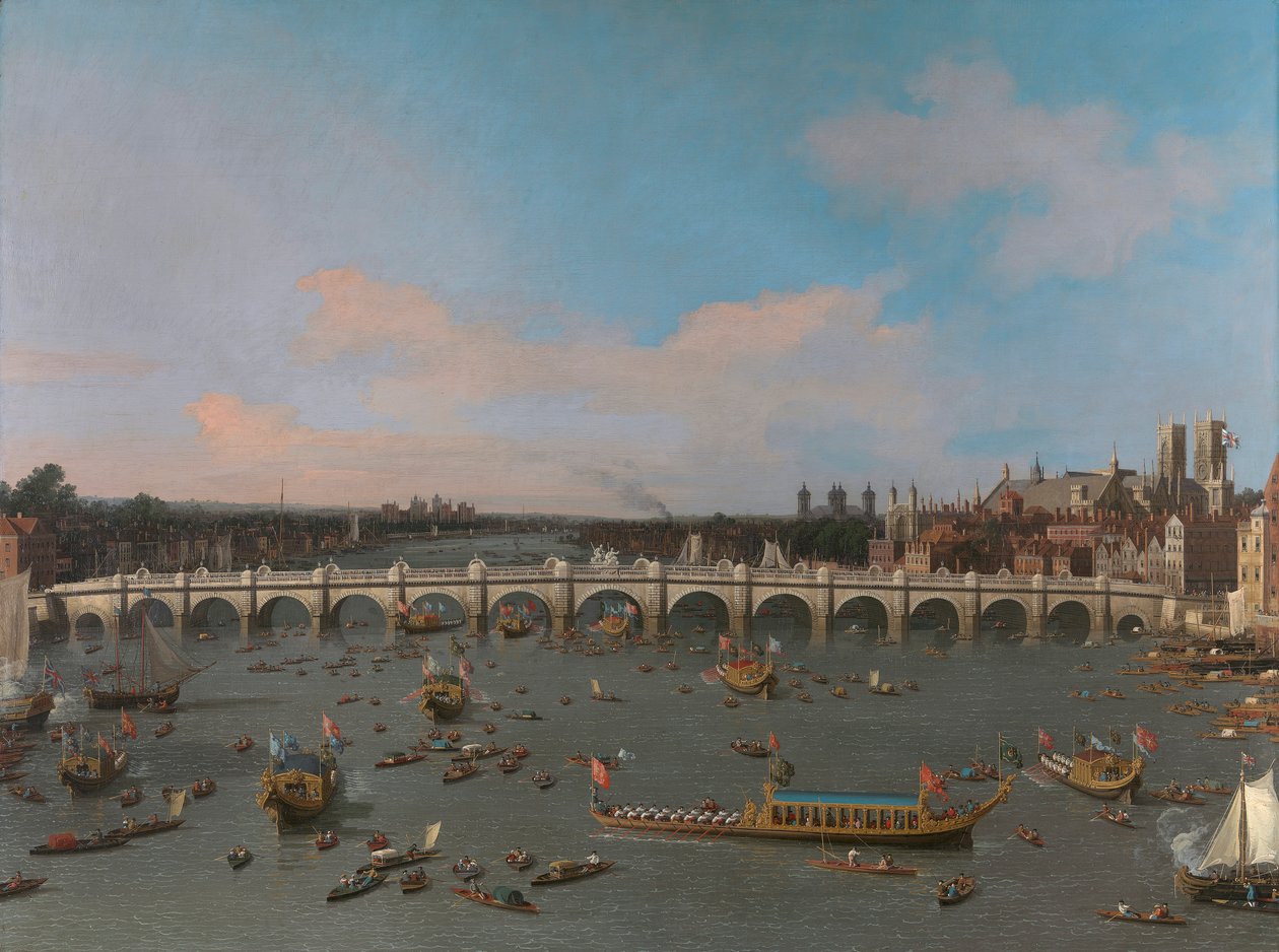 Most Westminsterski z procesją burmistrza nad Tamizą autorstwa Canaletto
