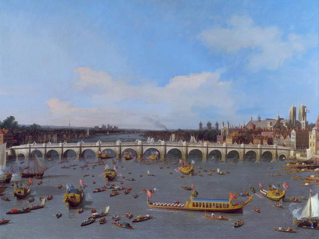 Most Westminsterski z procesją burmistrza nad Tamizą autorstwa Canaletto