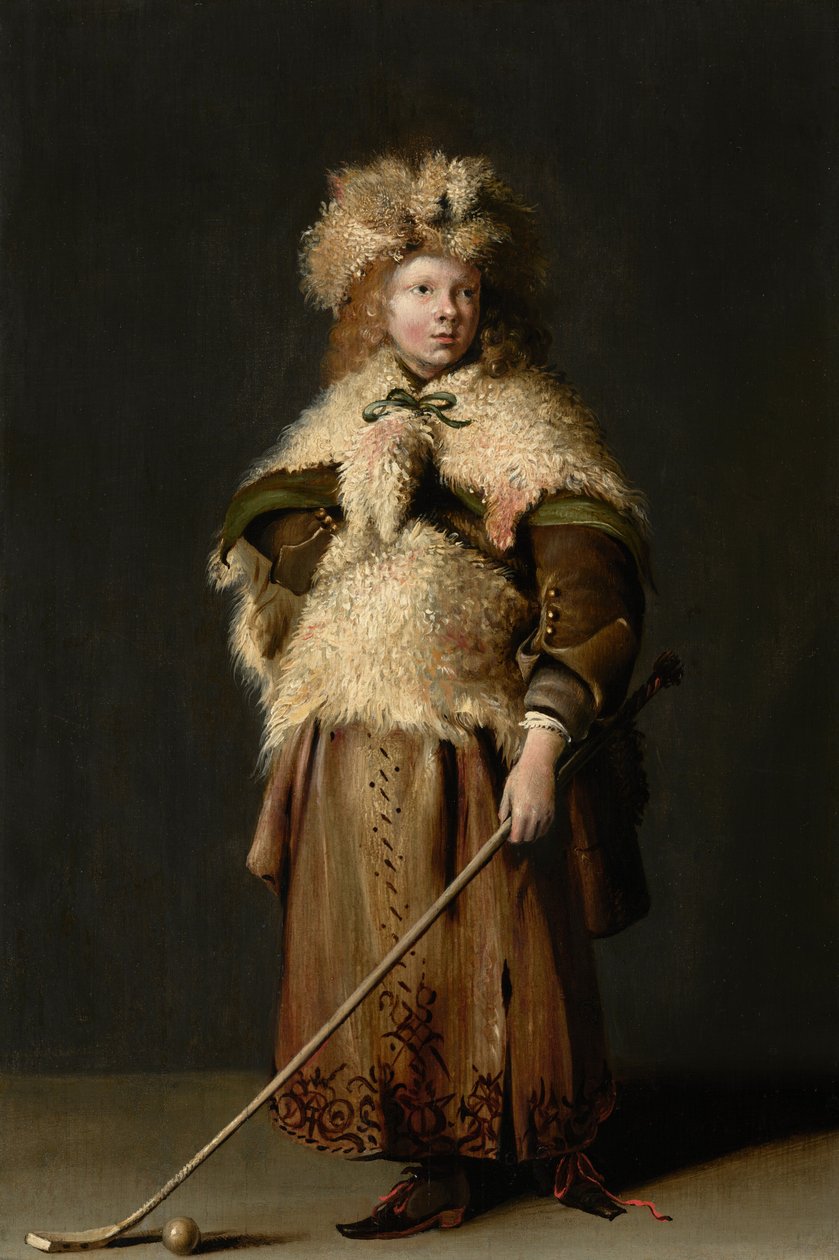 Moses ter Borch trzymający laskę kolfową, ok. 1655 (olej na płycie) autorstwa Capt. Frederick Parr