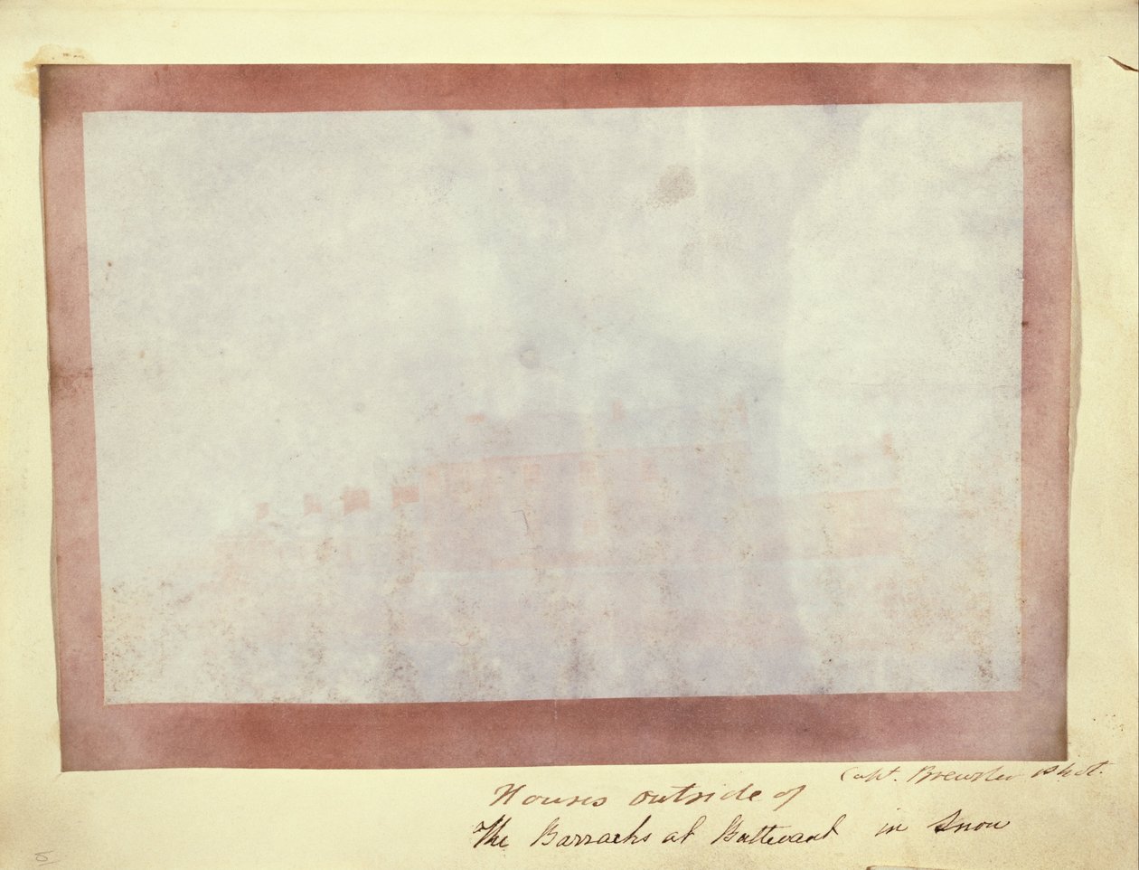 Domy przed koszarami w Buttevant w śniegu autorstwa Capt. Henry Craigie Brewster