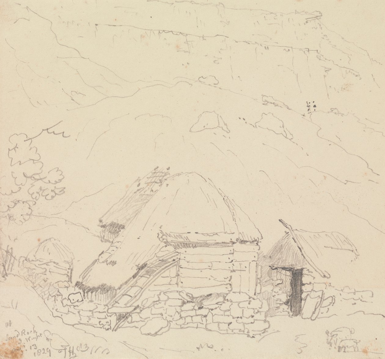 W Sandrock, Isle of Wight, 13 sierpnia 1829 autorstwa Capt. Thomas Hastings
