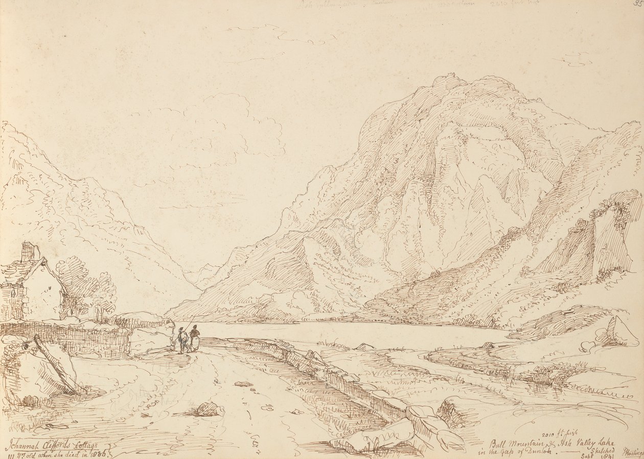Bull Mountain i Ash Valley Lake w Gap of Dunloh, wrzesień 1841 autorstwa Capt. Thomas Hastings