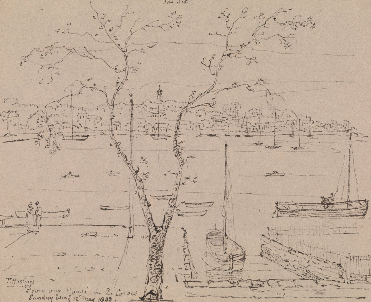 Z naszego domu w East Cowes, niedzielny wieczór, 12 maja 1833 r autorstwa Capt. Thomas Hastings
