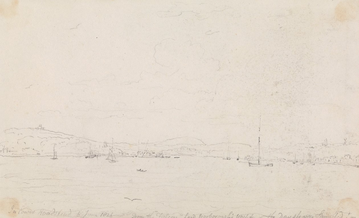 W Cowes Roadstead, 6 czerwca 1826 r., Z „Falcona”, jachtu Lorda Yarborough w dniu, w którym została zwodowana autorstwa Capt. Thomas Hastings