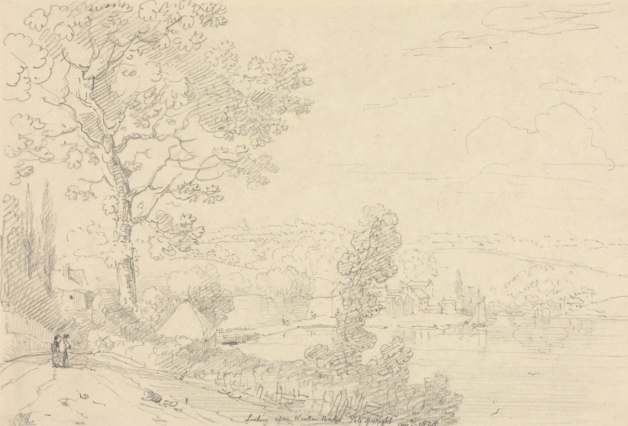 Patrząc na Wootton Bridge, Isle of Wight, sierpień 1828 autorstwa Capt. Thomas Hastings