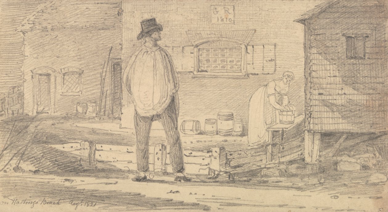 Na plaży Hastings, sierpień 1821 autorstwa Capt. Thomas Hastings