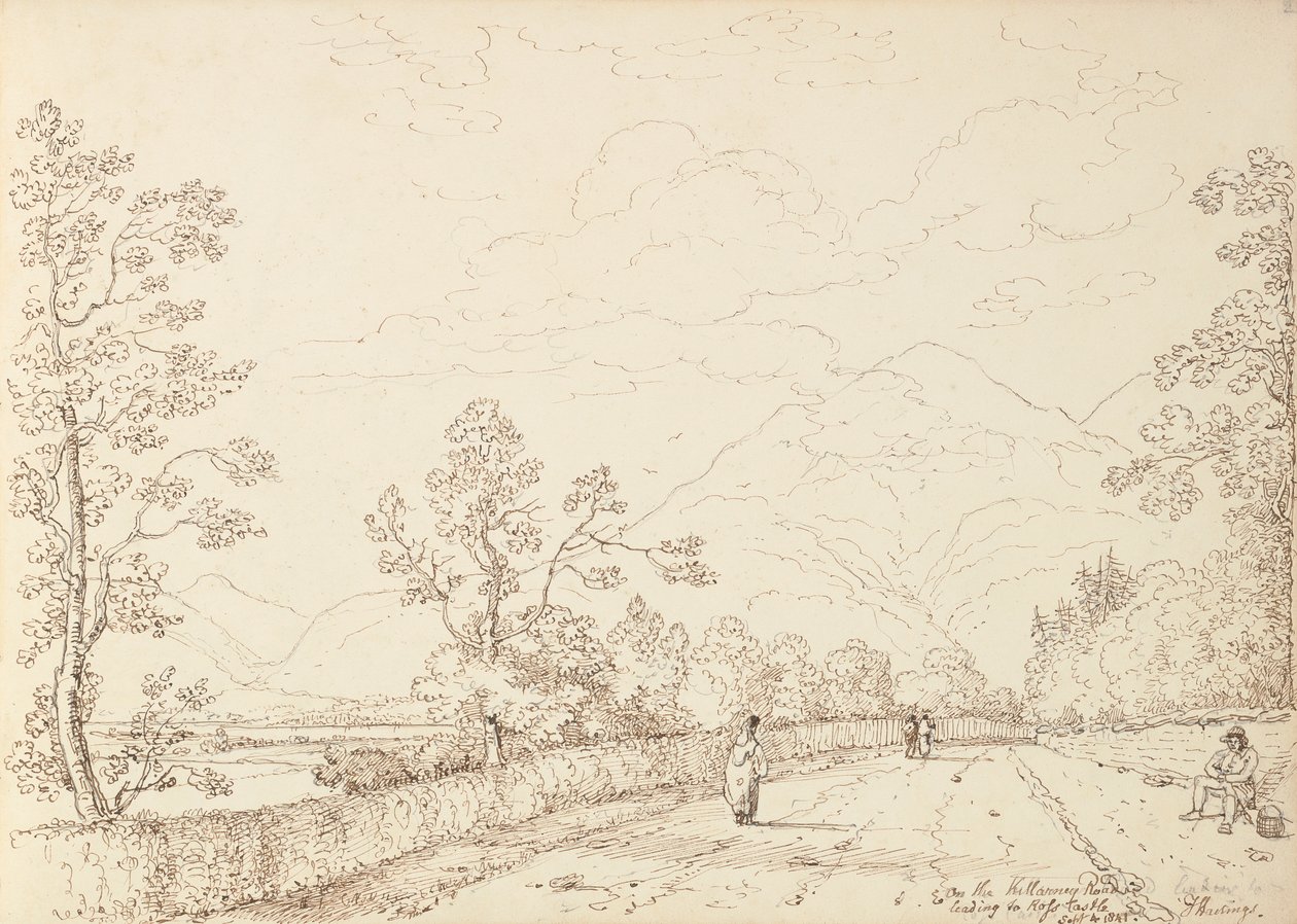 Na drodze Killarney prowadzącej do zamku Ross, 4 września 1841 r autorstwa Capt. Thomas Hastings
