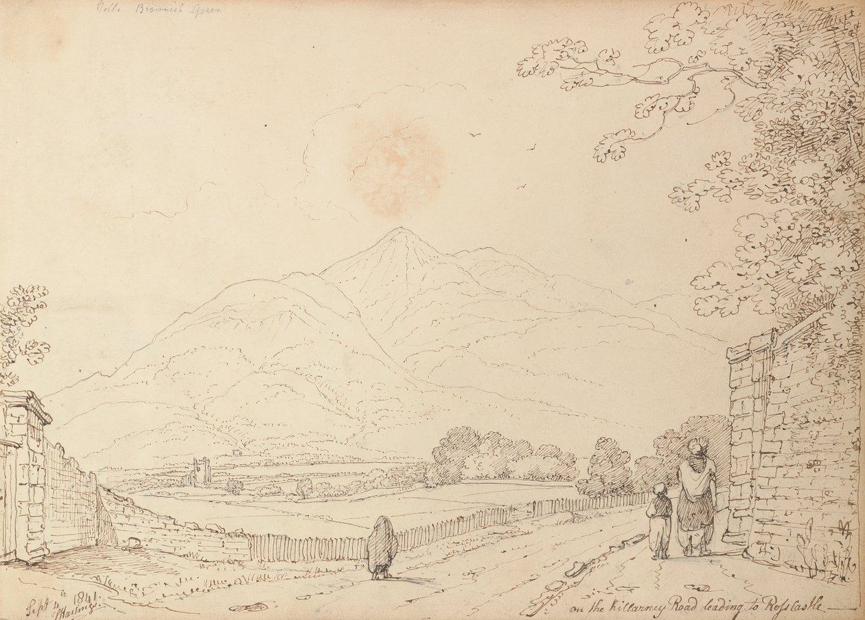 Na drodze Killarney prowadzącej do zamku Ross, 4 września 1841 r autorstwa Capt. Thomas Hastings