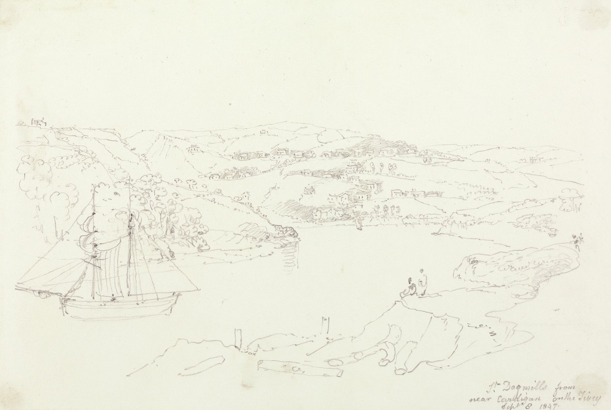 Saint Dogmaels z Cardigan na Teifi, 8 września 1847 autorstwa Capt. Thomas Hastings