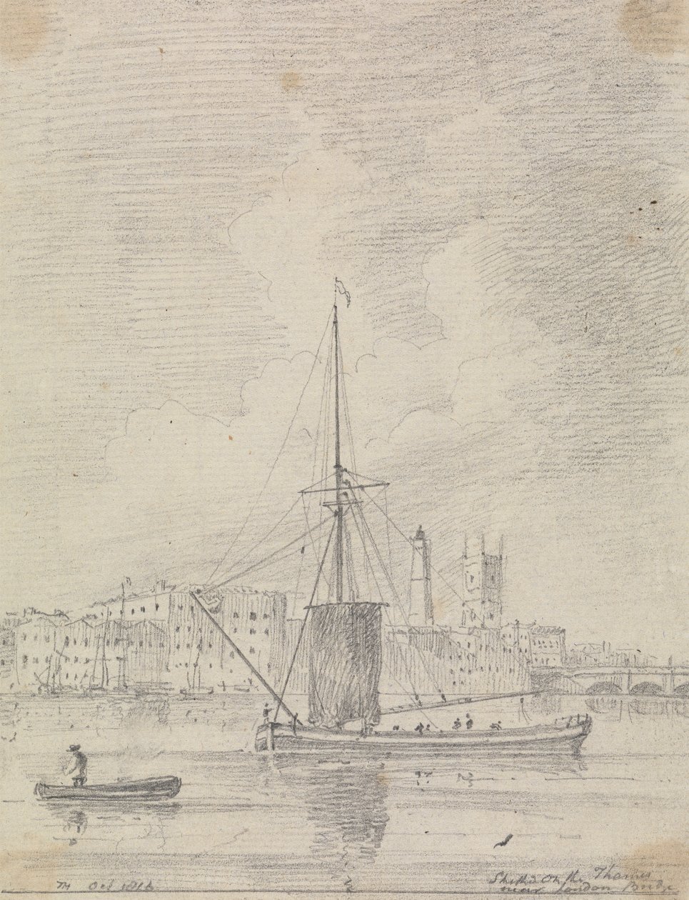 Statki na Tamizie w pobliżu London Bridge, październik 1816 r autorstwa Capt. Thomas Hastings