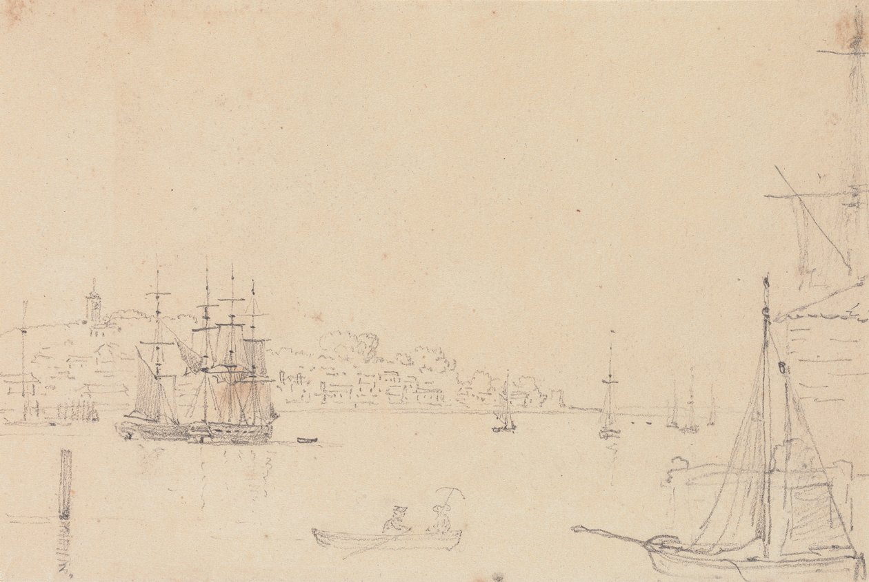 Szkic statków w pobliżu West Cowes, Isle of Wight autorstwa Capt. Thomas Hastings