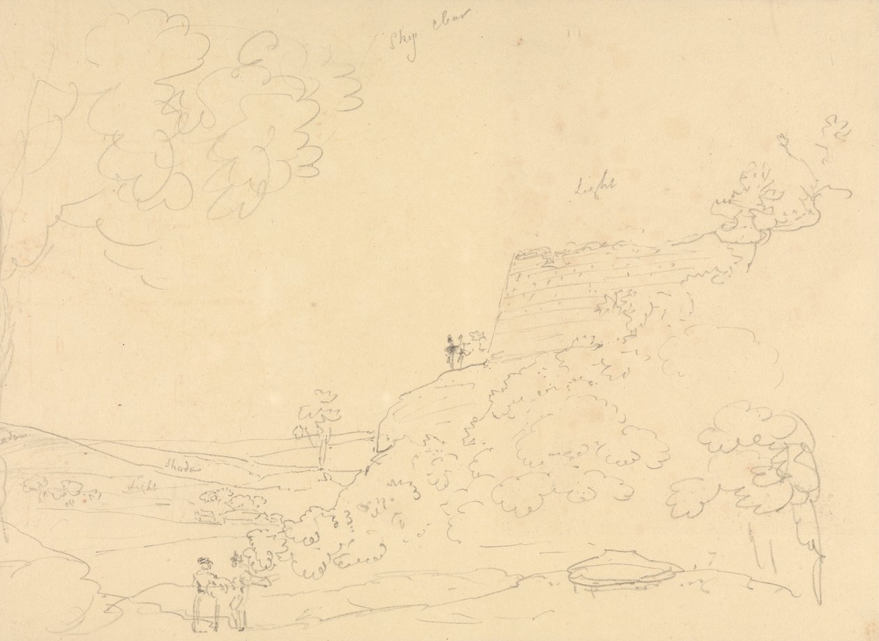 Szkic Bastionu Hillside, Isle of Wight autorstwa Capt. Thomas Hastings