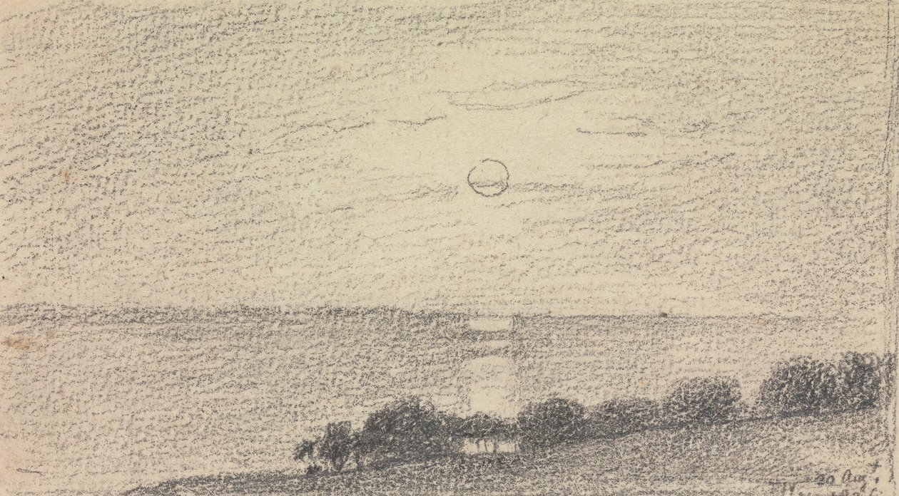 Szkic nisko położonego słońca nad morzem, 20 sierpnia 1826 r autorstwa Capt. Thomas Hastings