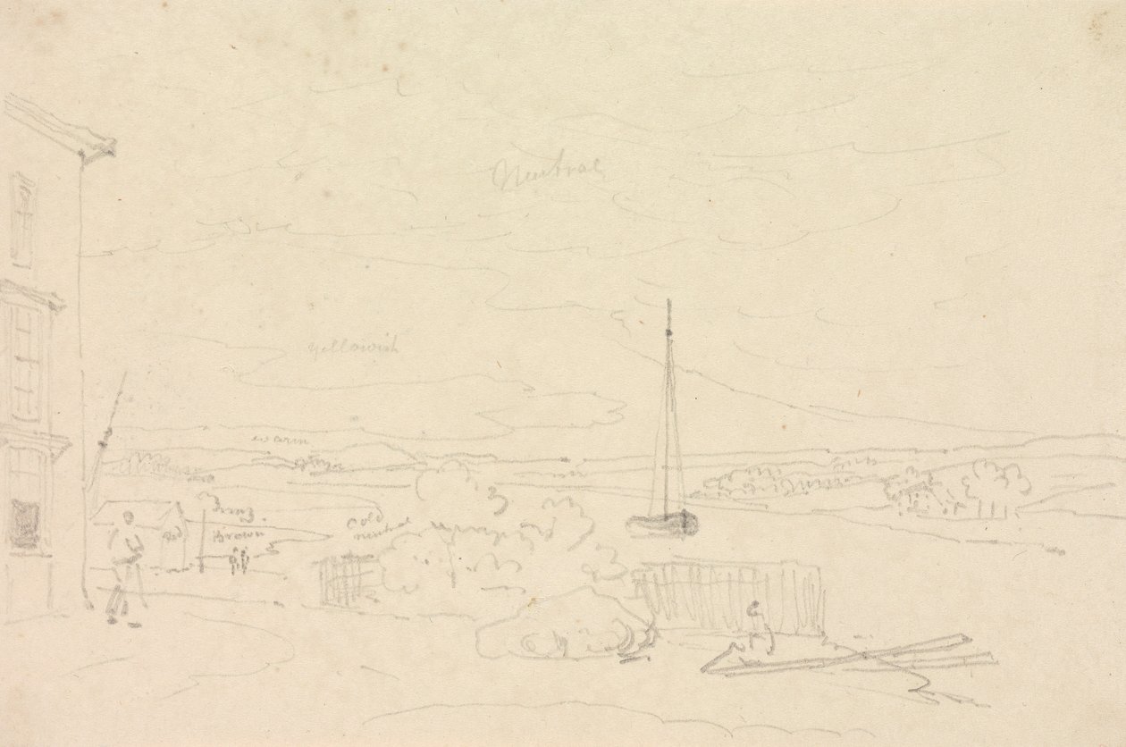 Szkic krajobrazu rzecznego, Isle of Wight autorstwa Capt. Thomas Hastings