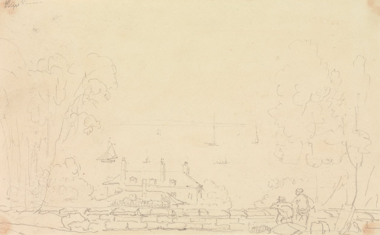 Szkic posiadłości w pobliżu brzegu, Isle of Wight autorstwa Capt. Thomas Hastings